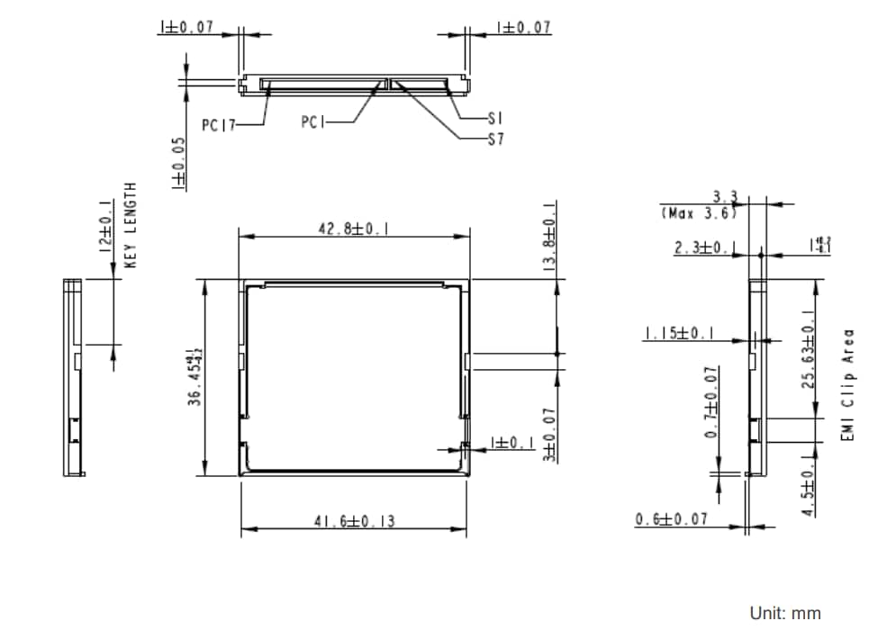 Mechanical Drawing - Apacer Technology Inc. SV250-CFast 2.0 Flash Memory Cards